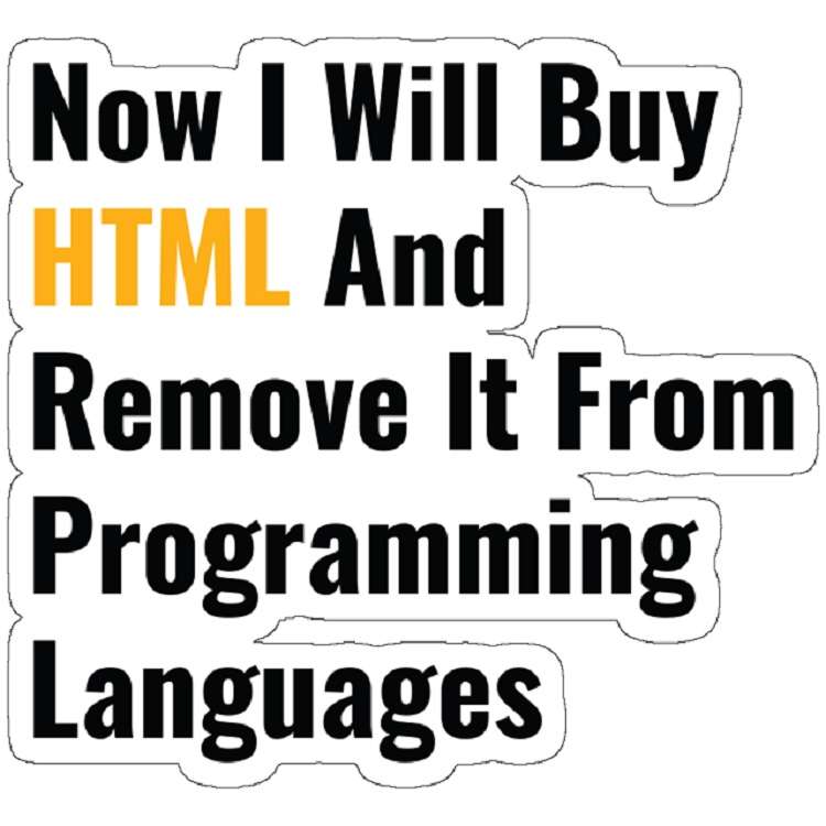 استیکر لپ تاپ مدل Now I Will Buy HTML And Remove It From Programming Languages