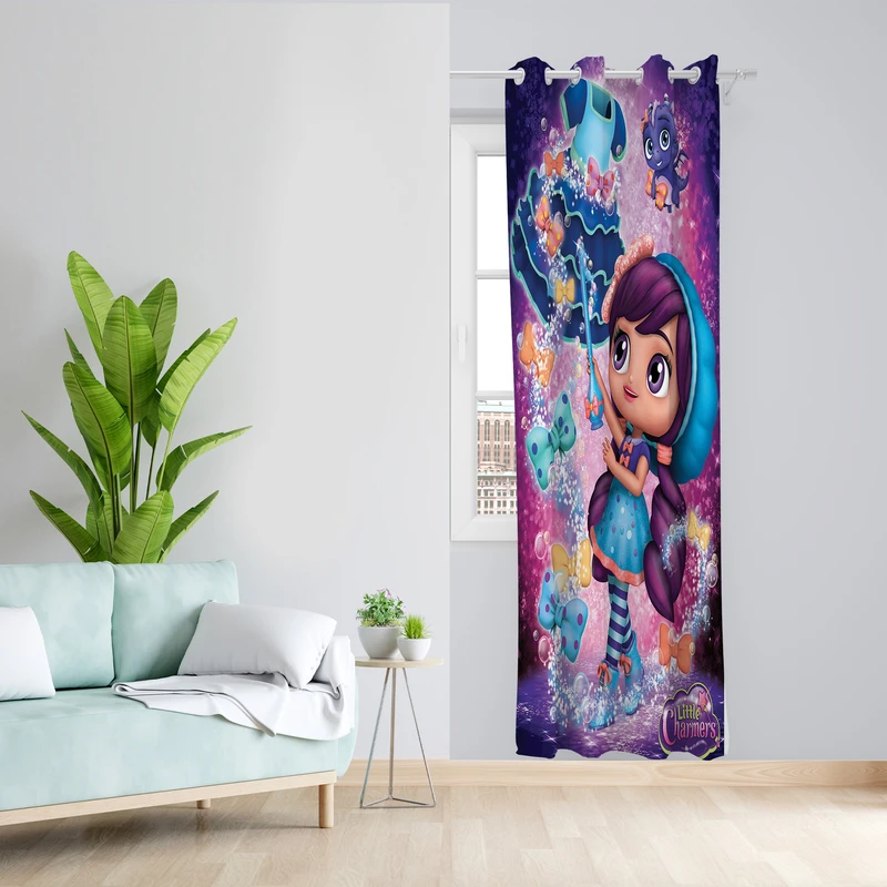 پرده طرح کودک مدل مخمل پانچی کد L 322R Z سایز 140x200 سانتی متر