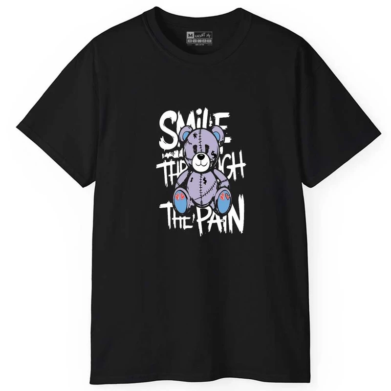 تی شرت آستین کوتاه مردانه پاد آفرین مدل اسپرت طرح خرسی نوشته دار کد 01065