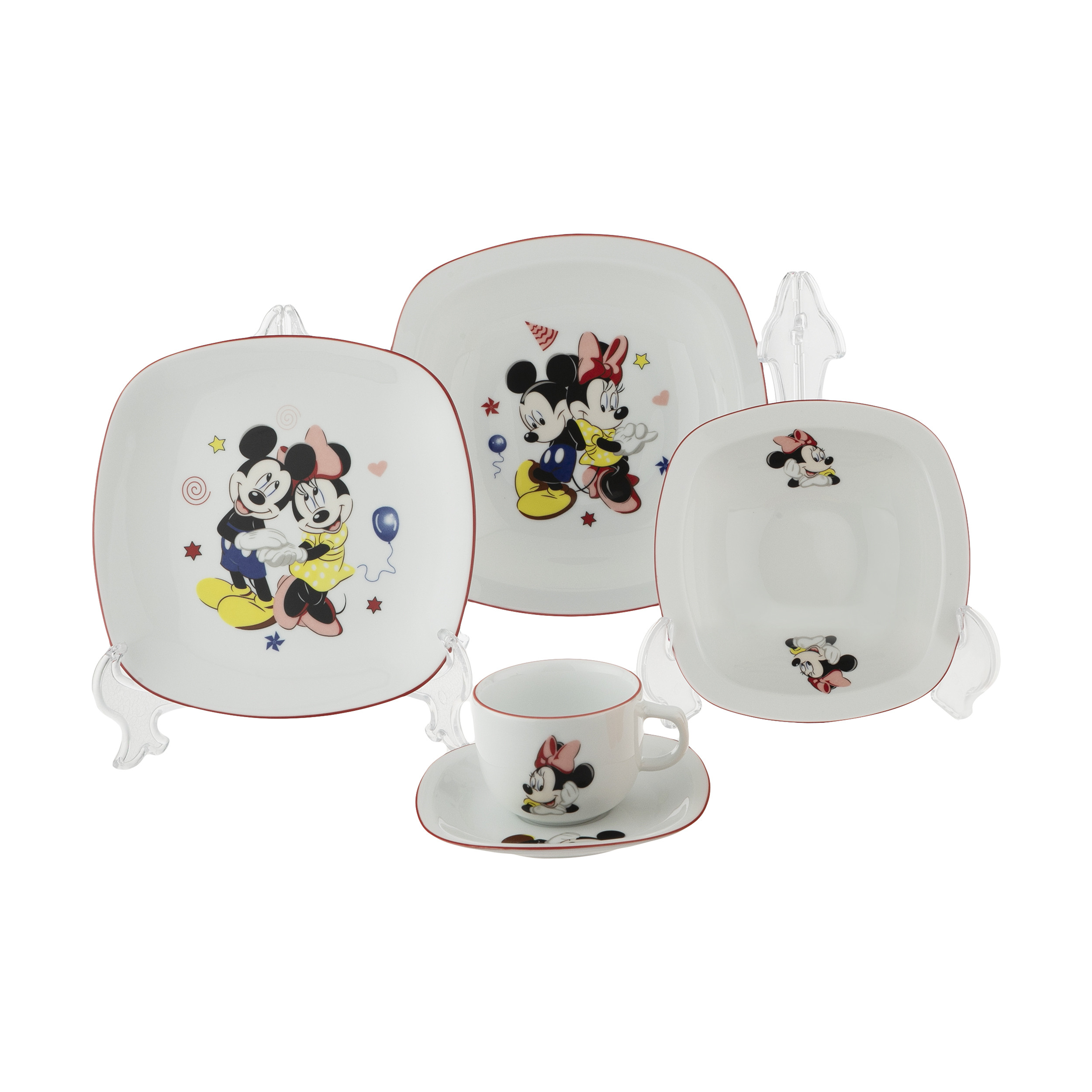 سرویس غذا خوری 5 پارچه کودک چینی زرین ایران سری کواترو مدل Mickey Mouse درجه عالی سرویس غذا خوری 5 پارچه کودک چینی زرین ایران سری کواترو مدل Mickey Mouse درجه عالی