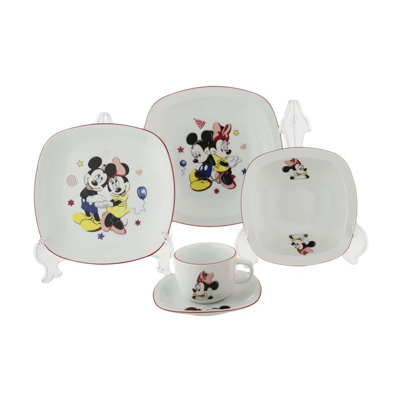 سرویس غذا خوری 5 پارچه کودک چینی زرین ایران سری کواترو مدل Mickey Mouse درجه عالی سرویس غذا خوری 5 پارچه کودک چینی زرین ایران سری کواترو مدل Mickey Mouse درجه عالی