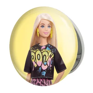 آینه جیبی خندالو طرح عروسک باربی مدل تاشو کد 24650 