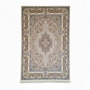 فرش ماشینی 1200 شانه زمینه بژ حاشیه کرن مدل پرنیان کد ۶۱