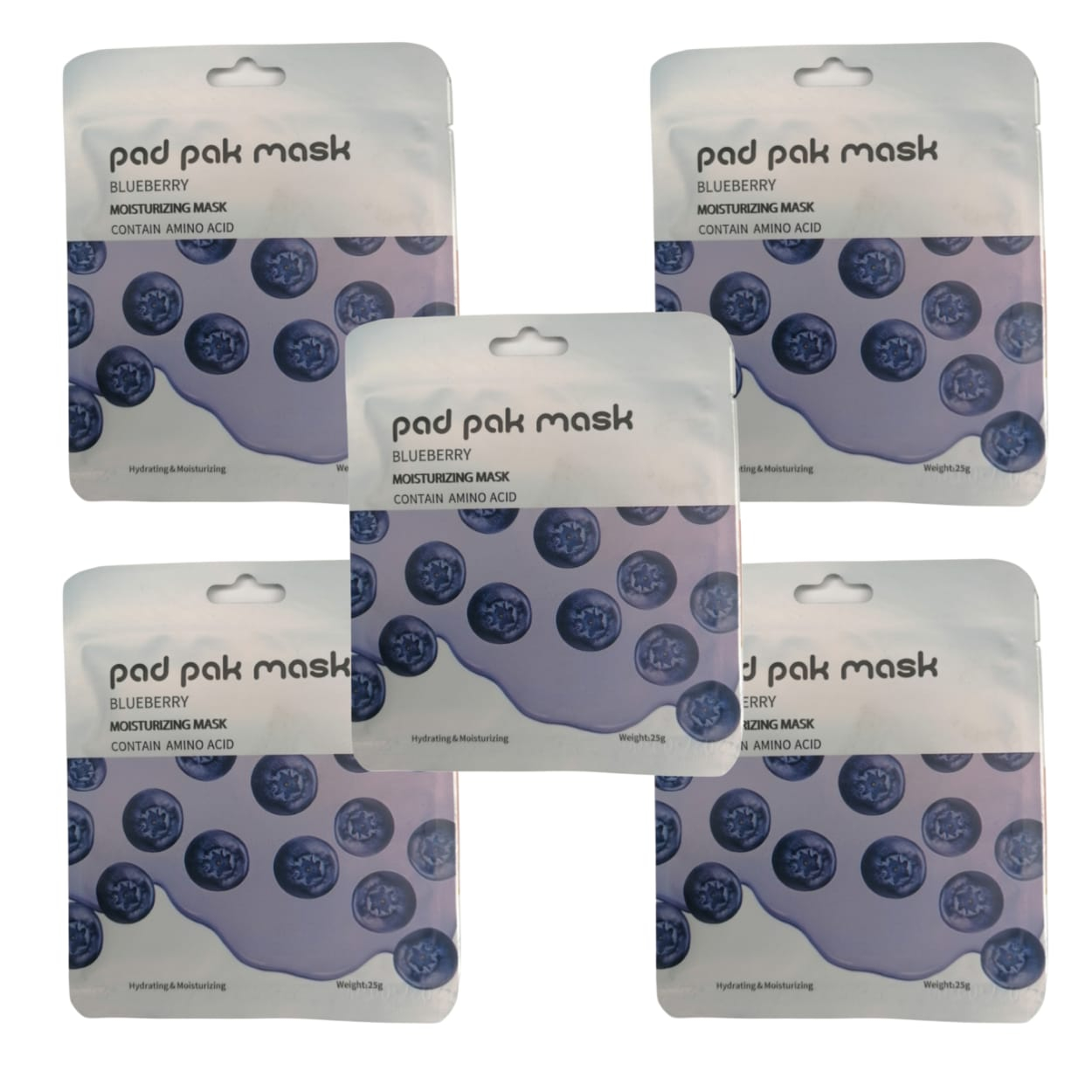 ماسک صورت پد پاک مدل بلوبری وزن ۲۵ گرم بسته ۵ عددی