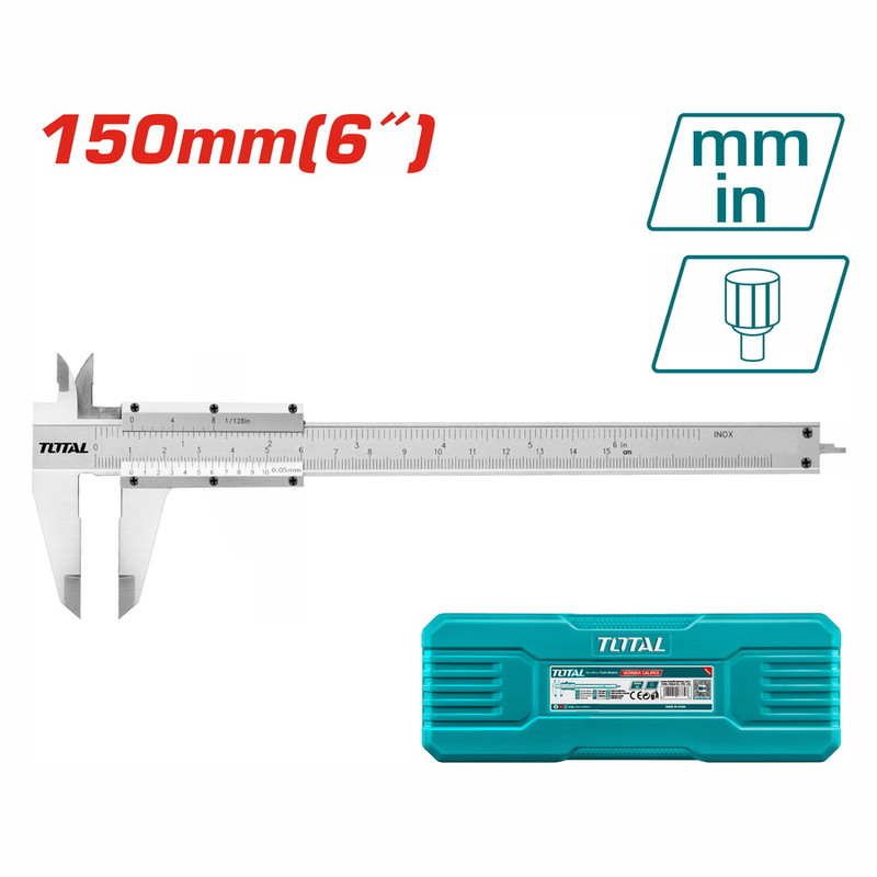 کولیس توتال مدل TMT-311501 گستره 150-0 میلی متری کولیس توتال مدل TMT-311501 گستره 150-0 میلی متری
