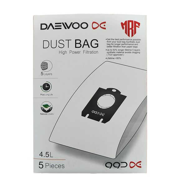 کیسه جاروبرقی دوو مدل espero DVC-LH22R میکرو فیلتر5لایه مناسب جاروبرقی دوو اسپرو بسته 5 عددی 