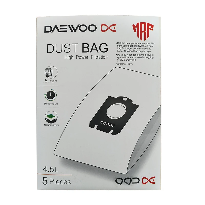 کیسه جاروبرقی دوو مدل DVC-S22P میکرو فیلتر 5 لایه هپا مناسب جاروبرقی دوو مدل اسپرو بسته 5 عددی