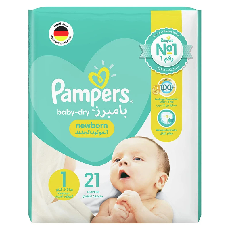 پوشک بچه پمپرز مدل baby dry سایز 1 بسته 21 عددی