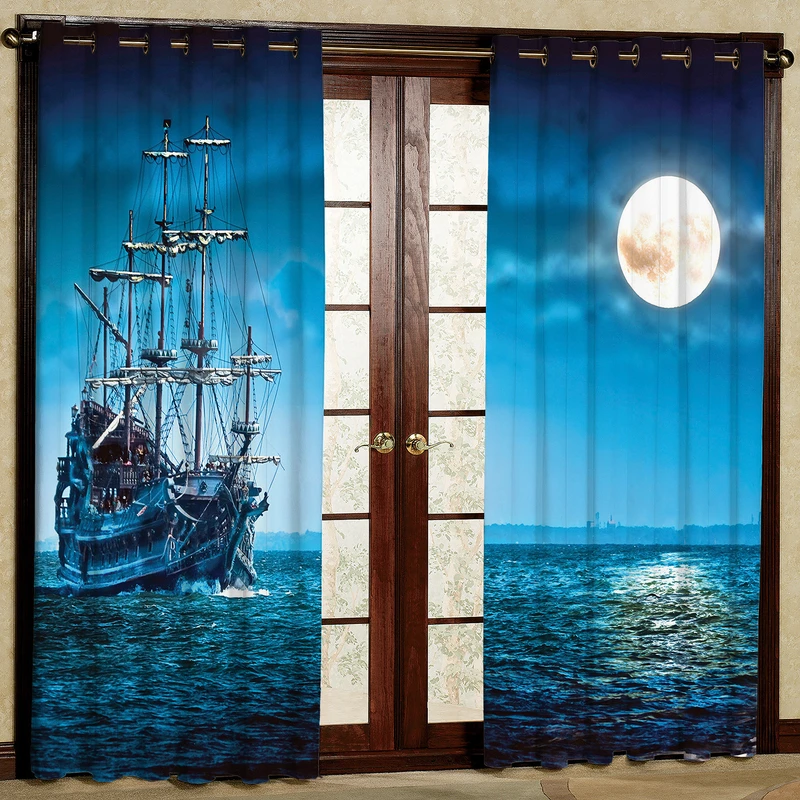  پرده مدل کشتی مخمل پانچی کد 235 سایز 140x280 سانتی متر