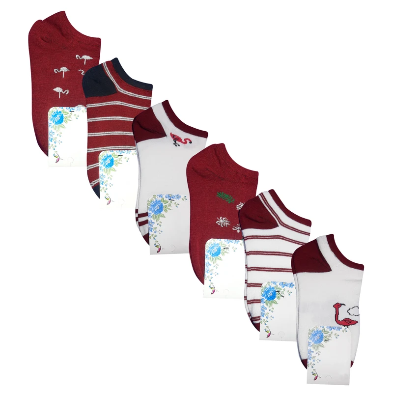 جوراب ساق کوتاه مدل فلامینگو کد 101 بسته 6 عددی