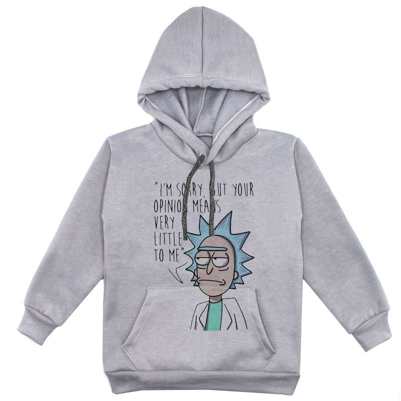 هودی پسرانه مدل ریکی F85 رنگ طوسی