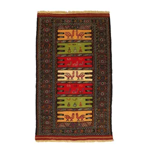 گلیم دستبافت دو متری مدل سفره کردی کد 4020453