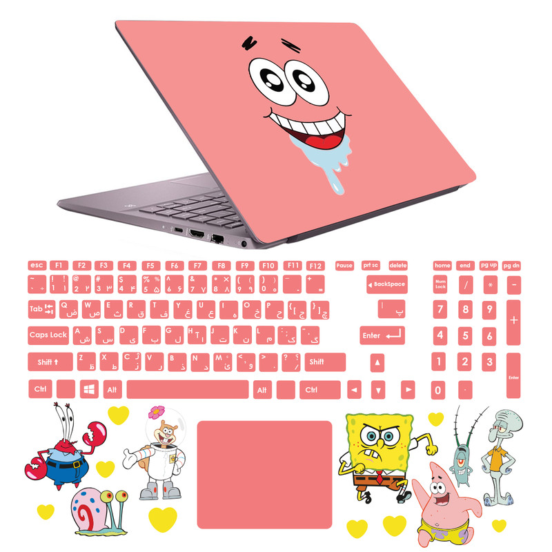 استیکر لپ تاپ مدل 6008 hk مناسب برای لپ تاپ 15.6 اینچ به همراه برچسب حروف فارسی کیبورد
