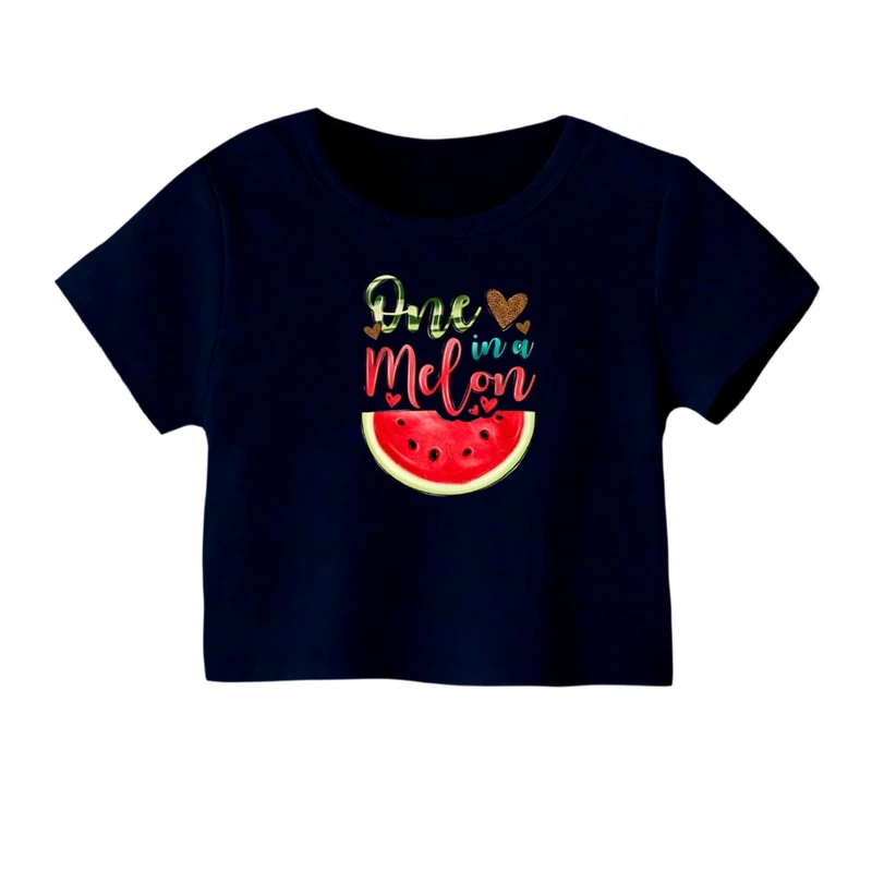 کراپ‌ تی‌شرت آستین کوتاه زنانه مدل هندوانه یلدایی کد 66