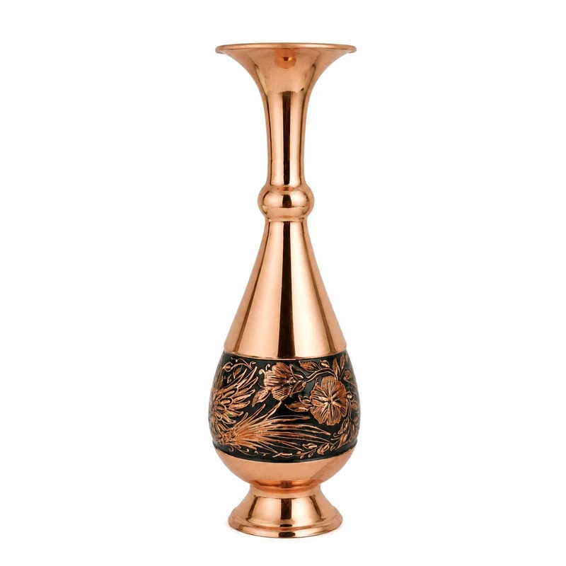 گلدان مسی طرح الماس تراش 