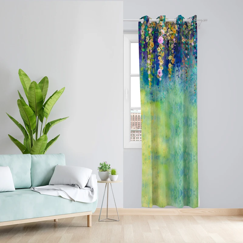 پرده طرح گل مدل مخمل پانچی کد L 1125R Z سایز 140x200 سانتی متر