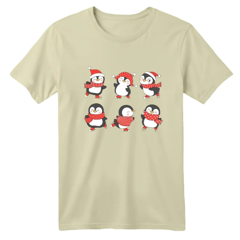 تی شرت آستین کوتاه بچگانه مدل پنگوئن کریسمس کد 10