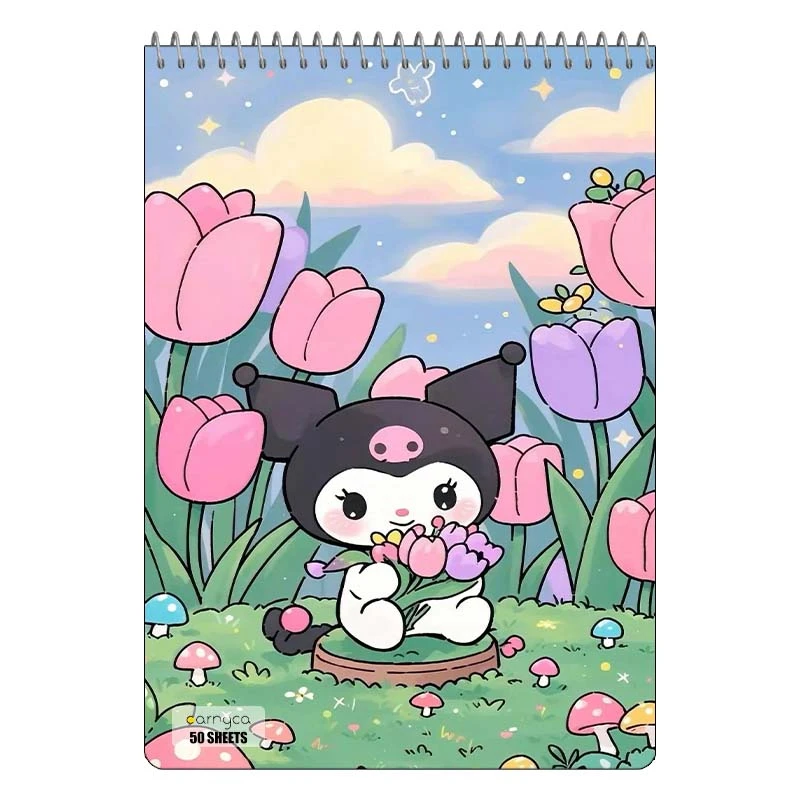 دفتر نقاشی 50 برگ سیمی کارنیکا طرح مای ملودی و کورومی My Melody & Kuromi کد 31774