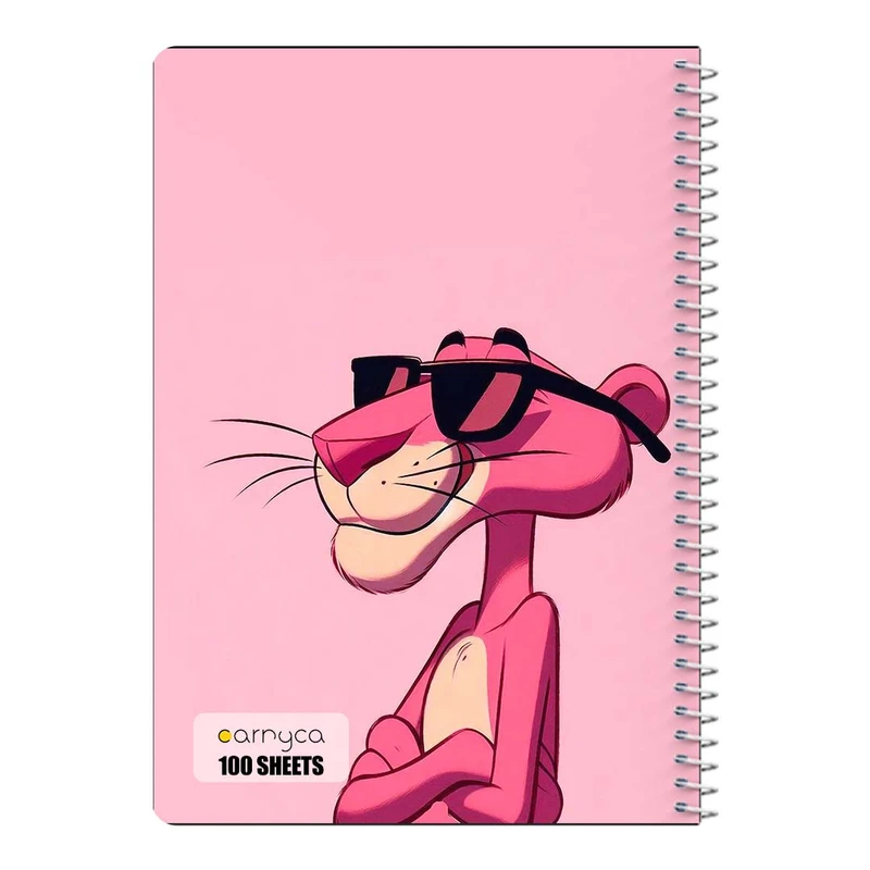 دفتر مشق 100 برگ سیمی کارنیکا طرح پلنگ صورتی pink panther کد 55293