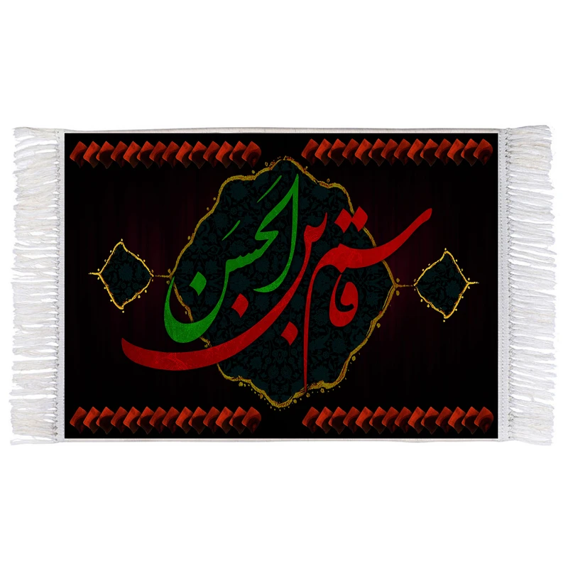 فرش ماشینی دیوارکوب اطلس آبی طرح قاسم بن حسن مدل T2577