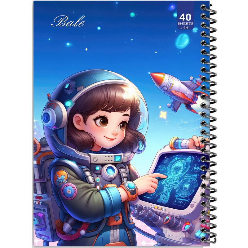 دفتر نقاشی 40 برگ انتشارات بله طرح دخترانه فضانورد کد A4-K674