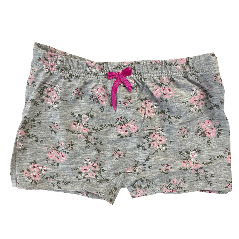 شورت دخترانه مدل گل دار 245520 رنگ طوسی