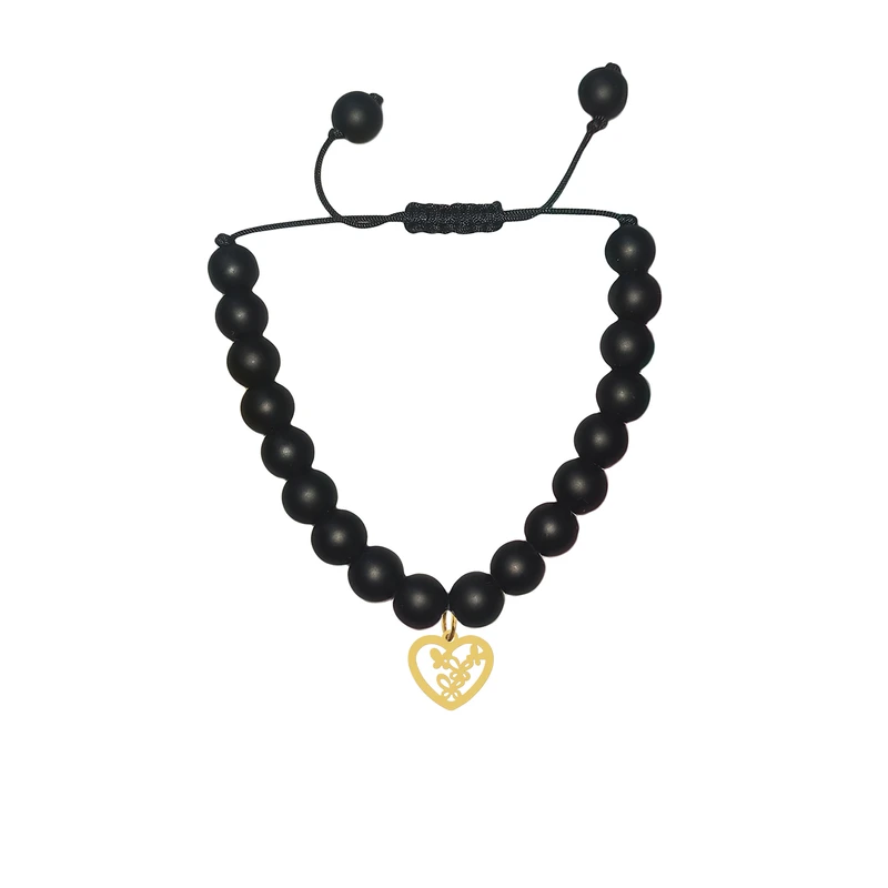 دستبند مهره ای زنانه هایکا مدل قلب و پروانه کد bd.h 215