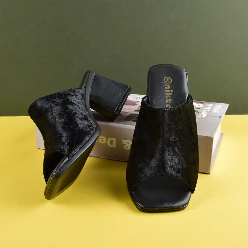 صندل زنانه نیکتا مدل مخمل SW.BK.2878