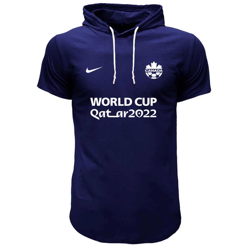 تی شرت کلاه دار آستین کوتاه مردانه مدل 140112 طرح جام جهانی