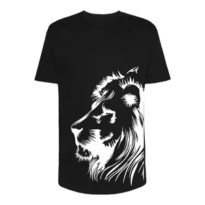 تی شرت لانگ زنانه مدل LION KING کد P015 رنگ مشکی