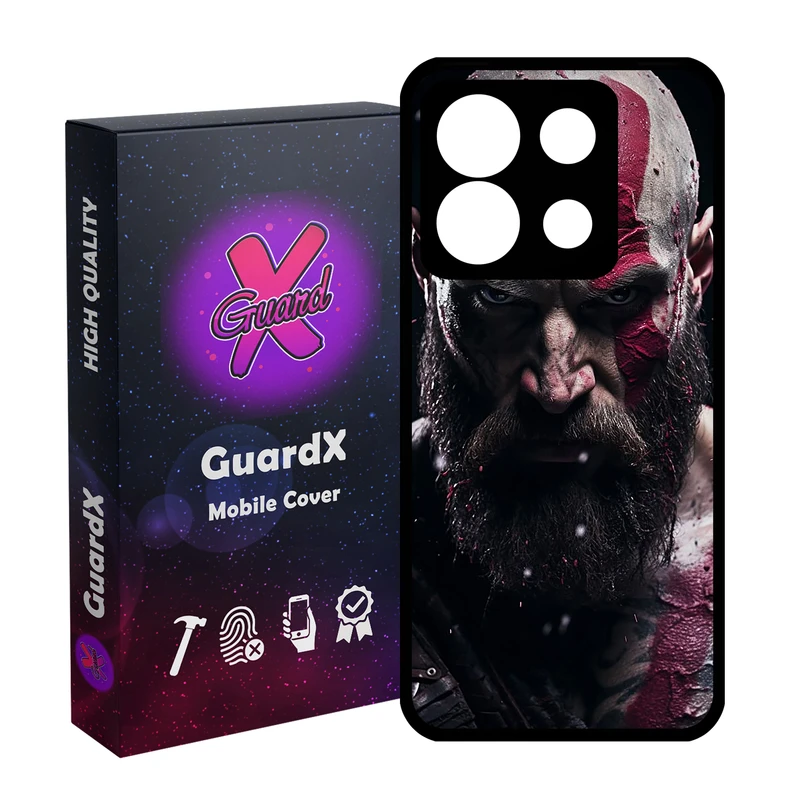 کاور گارد ایکس طرح God of War مدل Glass10737 مناسب برای گوشی موبایل شیائومی Redmi Note 13 5G