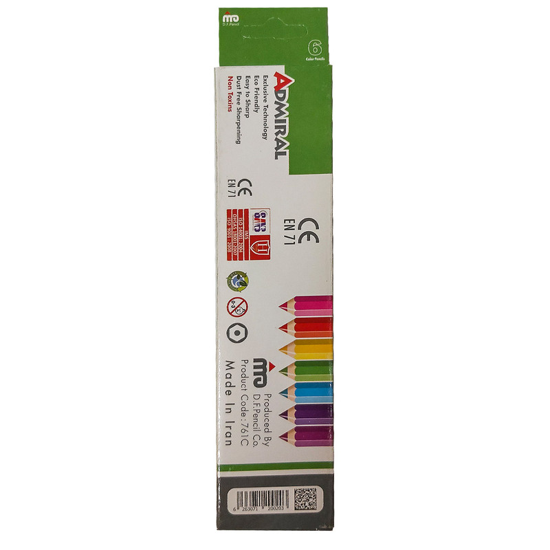 مداد رنگی 6 رنگ ادمیرال کد 15