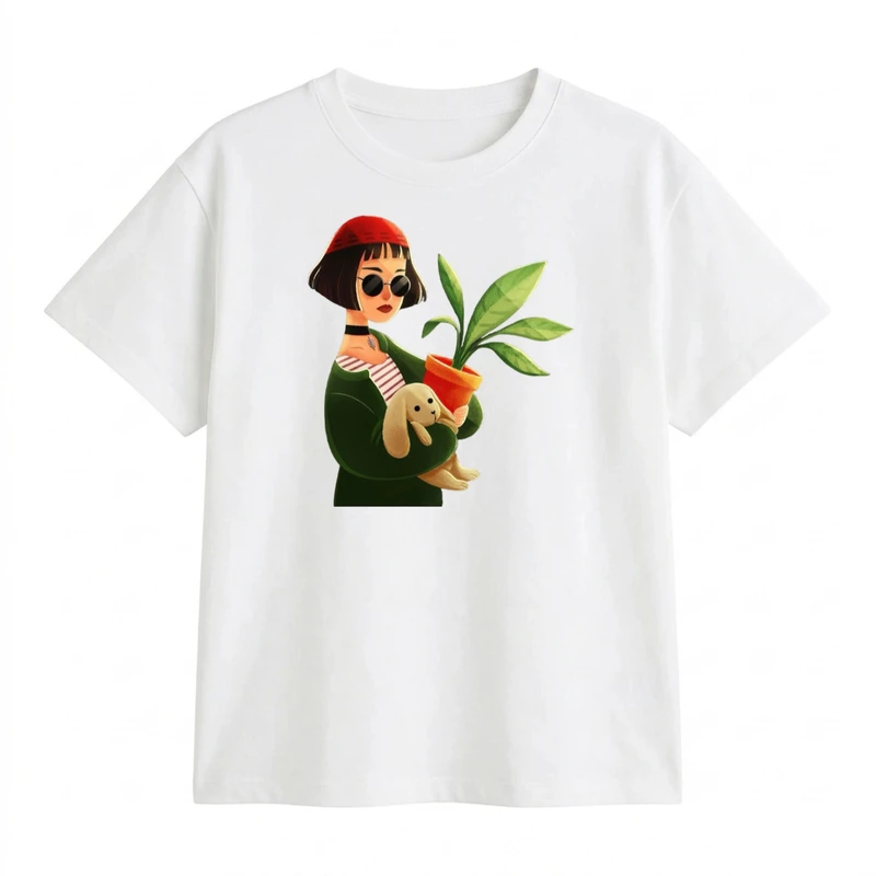 تی‌شرت اورسایز آستین کوتاه زنانه مدل باکسی طرح ماتیلدا کد 02