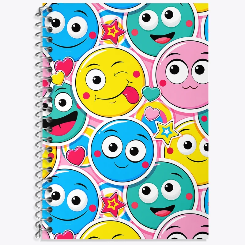 دفتر زبان 50 برگ خندالو مدل دو خط طرح ایموجی کد N663