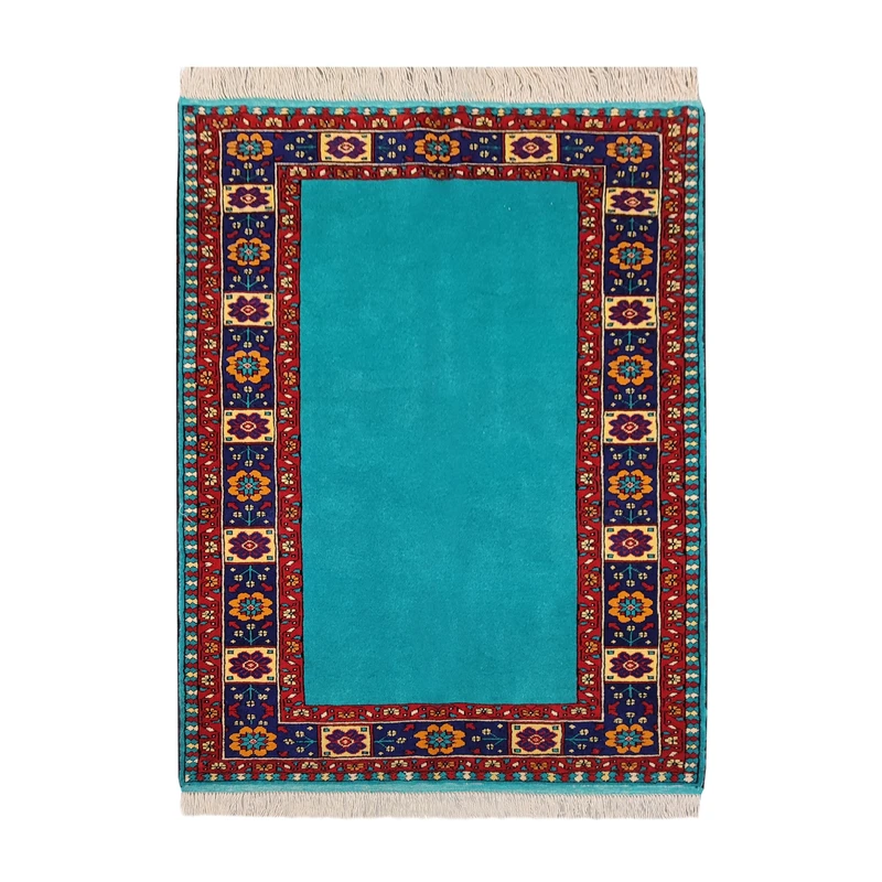 فرش دستباف یک و نیم متری طرح کف ساده مدل AA131