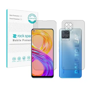 Rockspace HyGEL model transparent screen protector suitable for Realme 8 Pro mobile phone along with the back of the phone and lens
