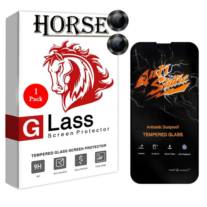 محافظ لنز دوربین هورس مدل 2ST-RING مناسب برای گوشی موبایل اپل iPhone 13 mini به همراه محافظ صفحه نمایش