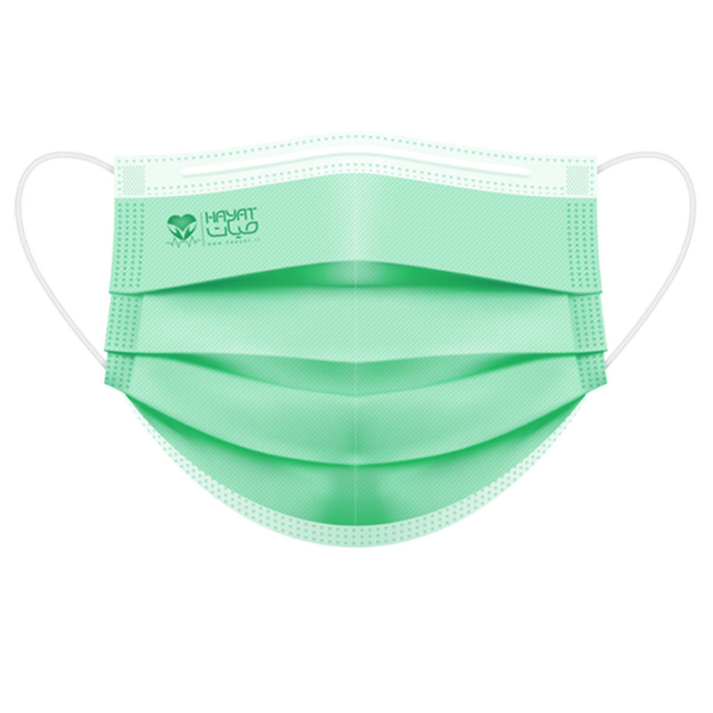 ماسک تنفسی حیات پوشش پاک سبز مدل 3 بسته 50 عددی