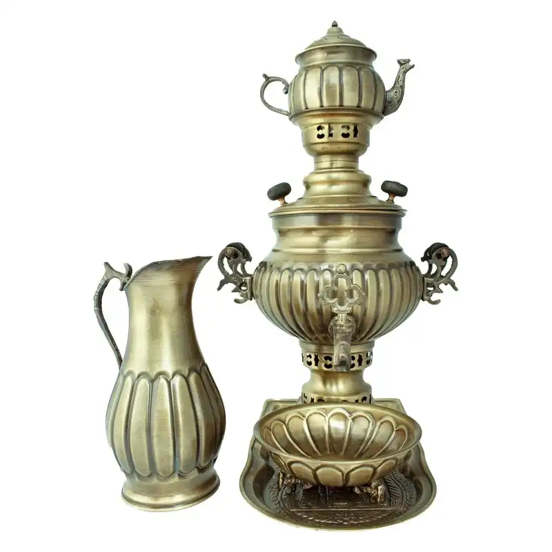 سرویس سماور ذغالی 19 پارچه برنجی کد  6