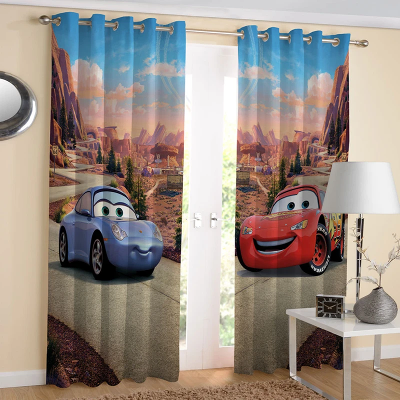 پرده طرح ماشین مکویین کد7630سایز 140x280 سانتی متر