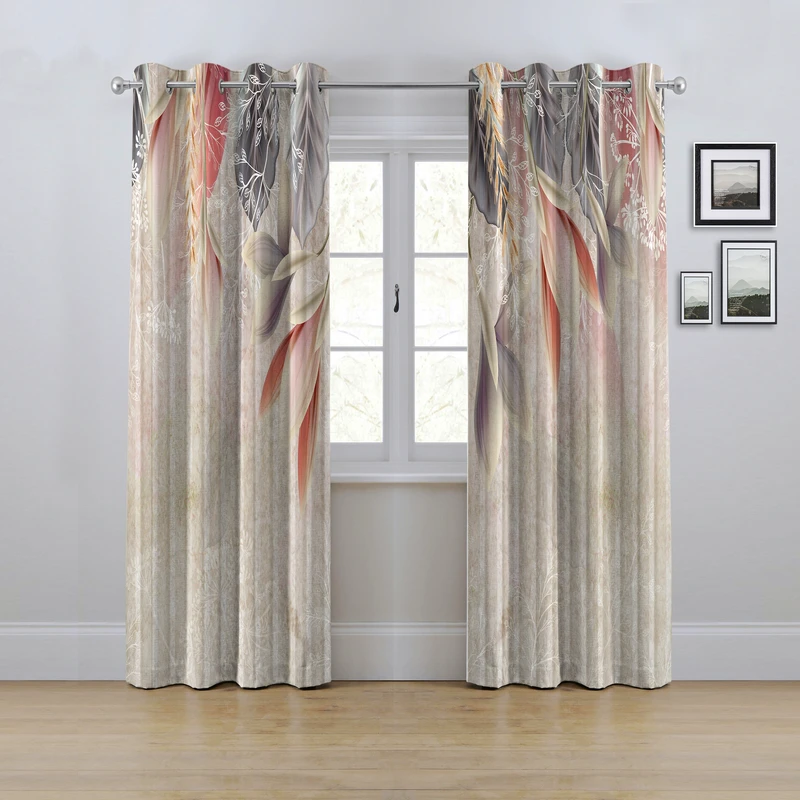 پرده مدل پانچی طرح پر سایز 280x145 سانتی متر