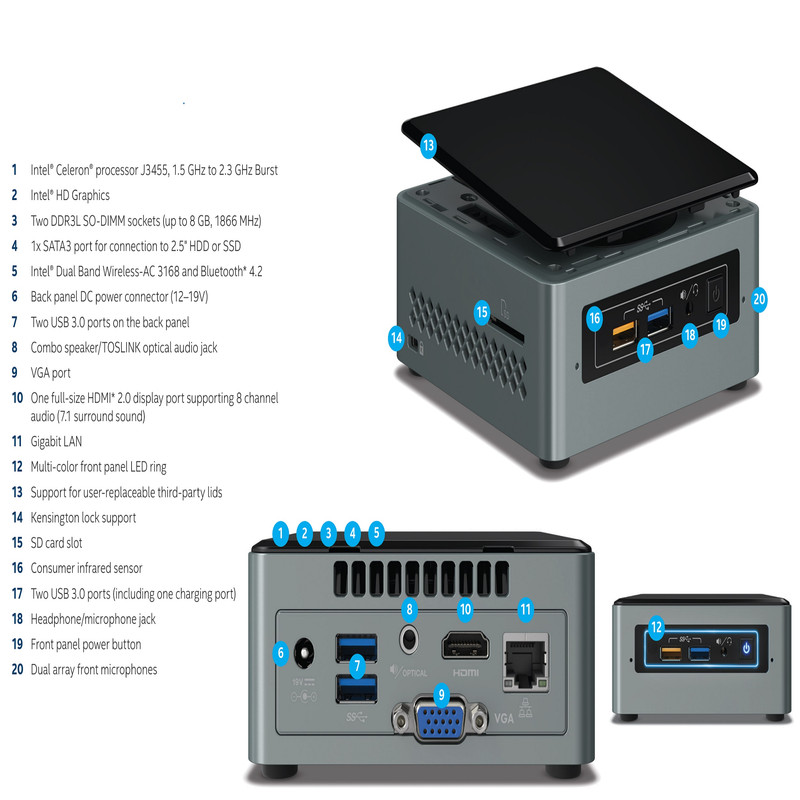 کامپیوتر کوچک اینتل مدل NUC6CAYH