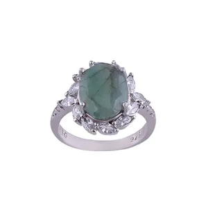 انگشتر نقره زنانه مدل زمرد کد  FR0022