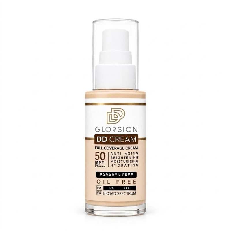 کرم پودر مایع SPF 50 دی دی گلوشن مدل 5040 شماره 01 مناسب برای انواع پوست حجم 50 میلی‌لیتر