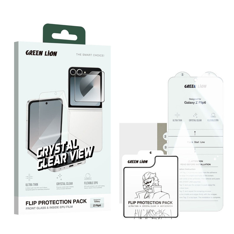 محافظ صفحه نمایش گرین لاین مدل Crystal Clear View مناسب برای گوشی موبایل سامسونگ Galaxy Z Flip 6