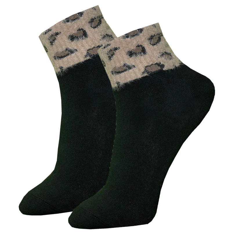 جوراب ساق کوتاه زنانه دون دزا مدل پنبه بوکله کد 403-3 طرح پلنگی