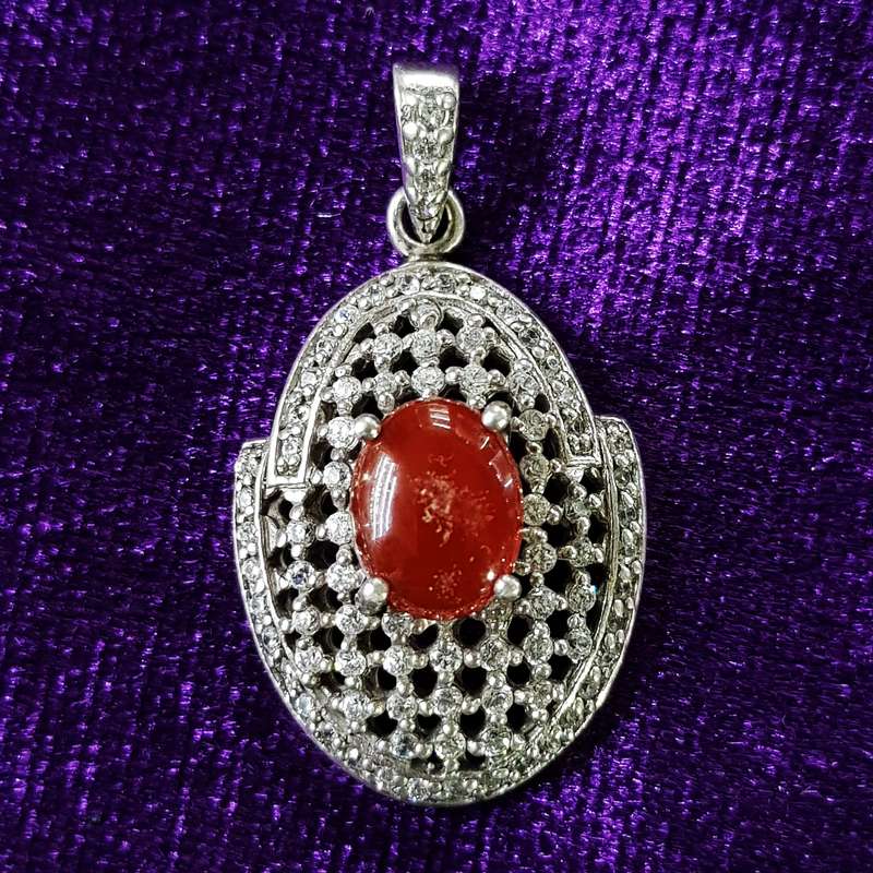 آویز گردنبند نقره زنانه سلین کالا مدل عقیق سرخ ce-agh5