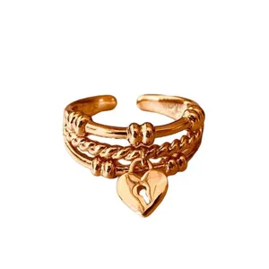 انگشتر زنانه ژوپینگ مدل قلب چند ردیفه