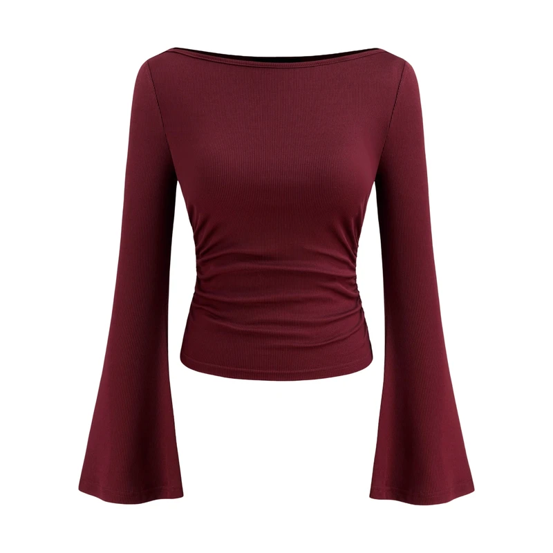 بلوز آستین بلند یقه قایقی زنانه آرمادیا مدل لانا کبریتی CH19