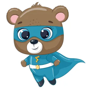 استیکر دیواری کودک جیک جیک مدل خرس سوپرمن کد T32